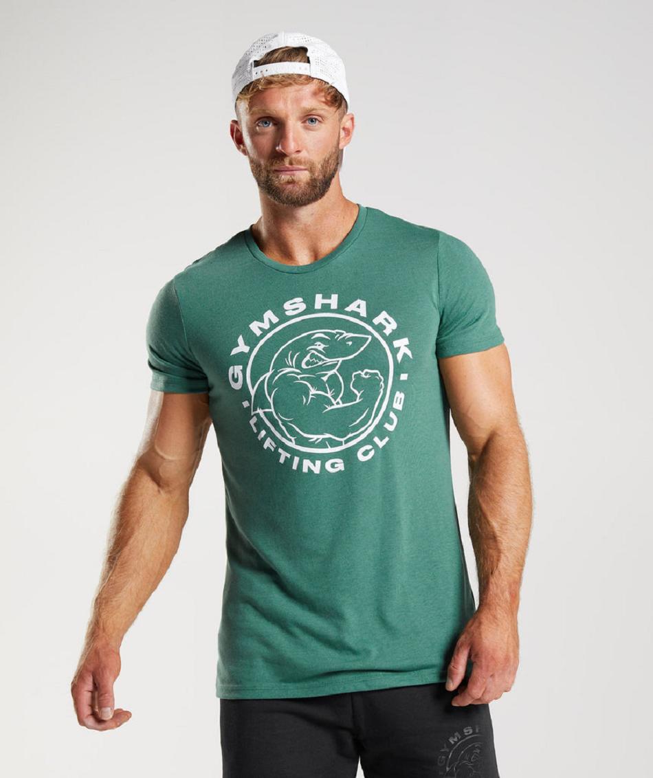 T Shirts Męskie Gymshark Legacy Zielone | PL 3832VRW